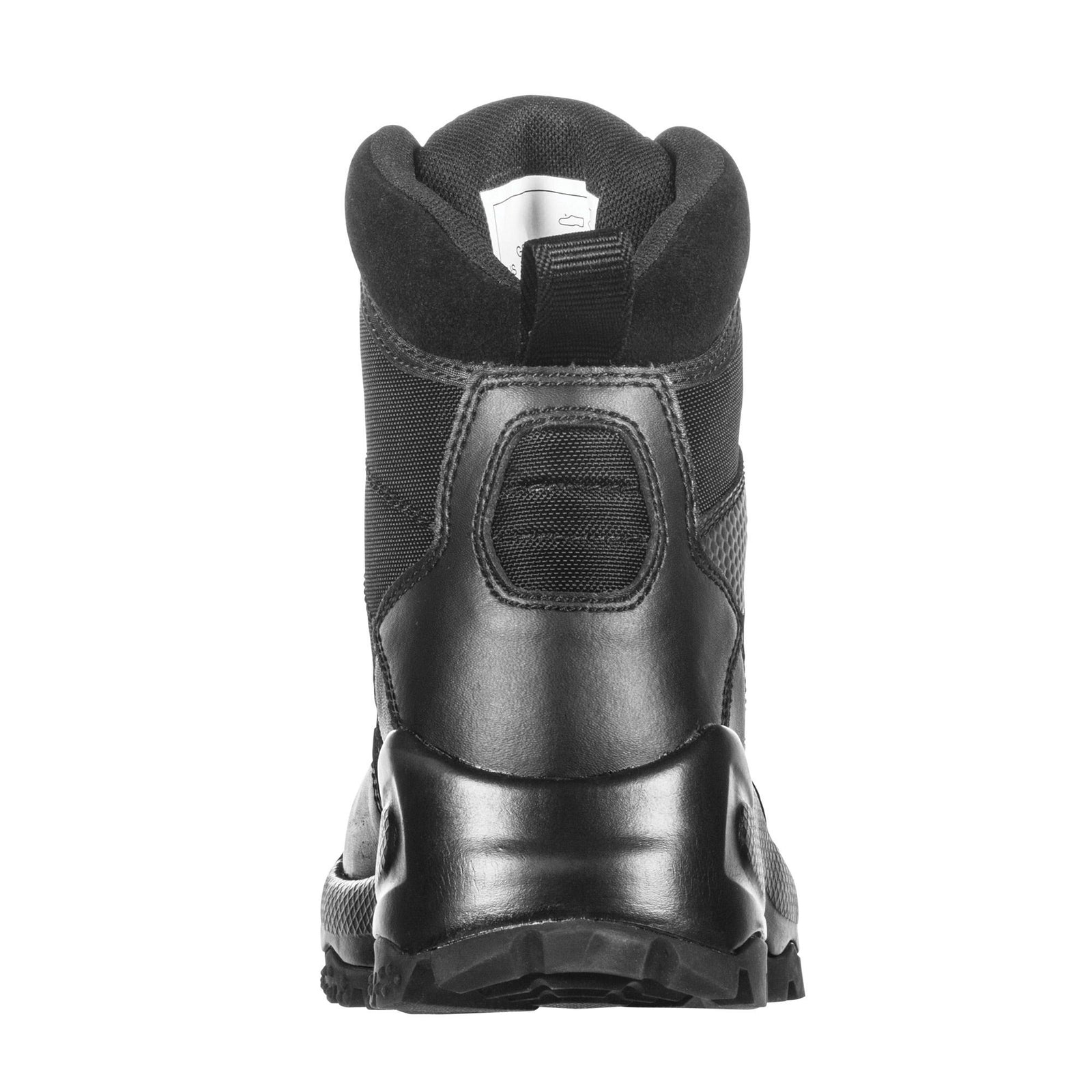 Black tactical boot on a white background