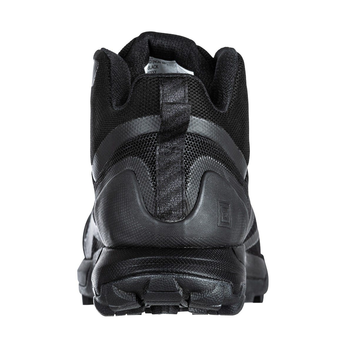 Black hiking boot on a white background