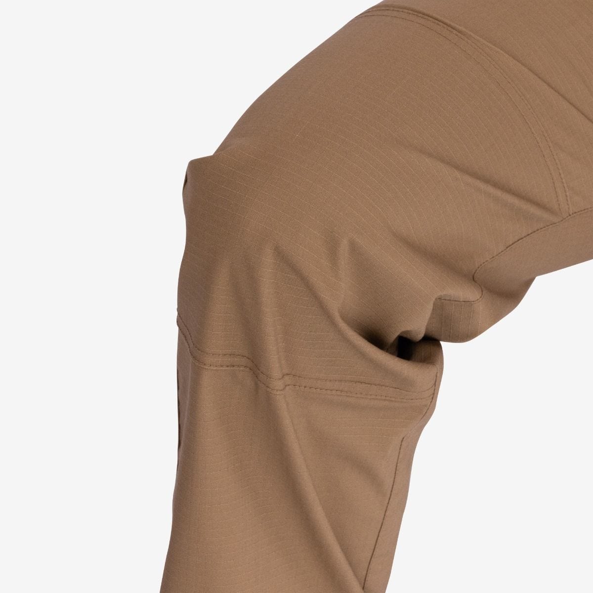 Close-up of a brown knee pad on a white background