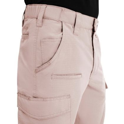 Beige cargo pants on a white background