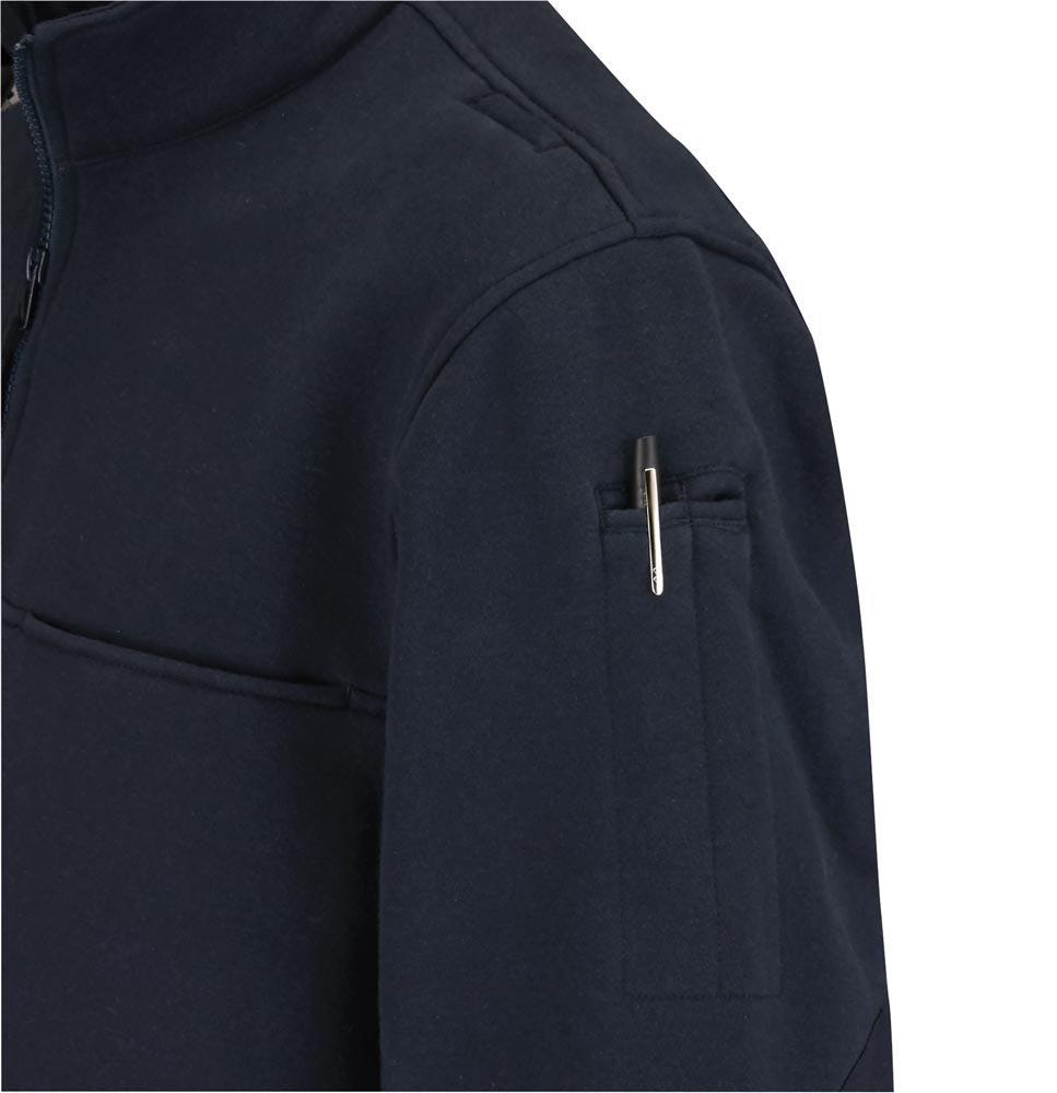 Navy blue jacket with a pocket on a white background