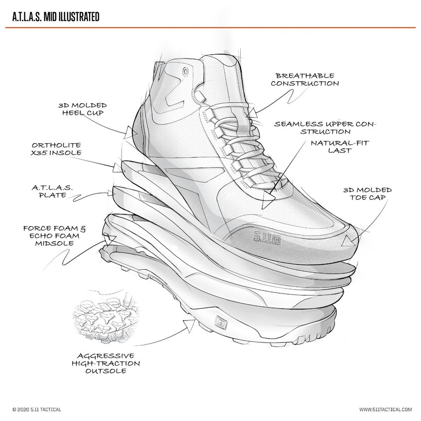 5.11 Tactical - 5.11® A/T™ Mid Boot Black (019) Alt View #1