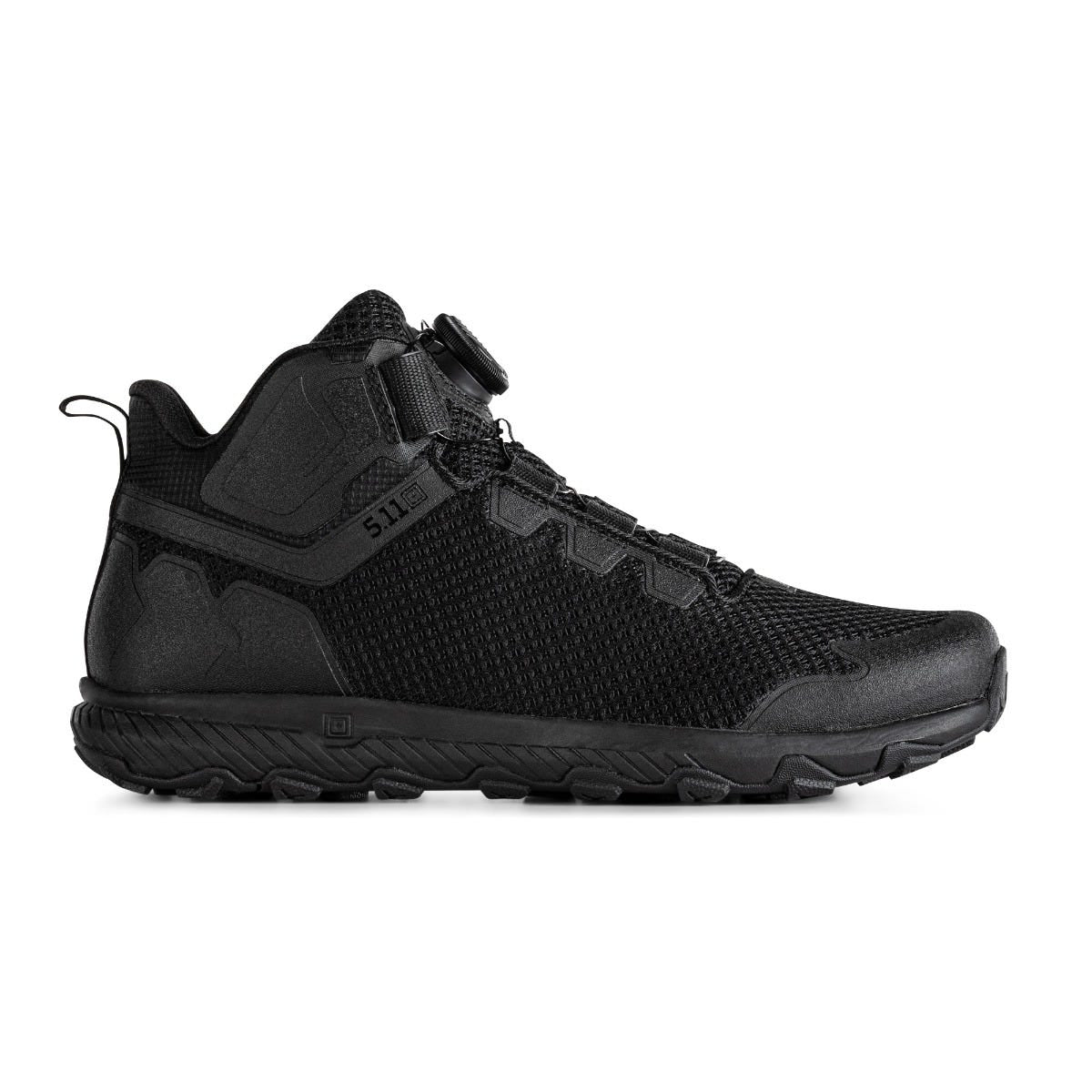 Black tactical shoe on a white background