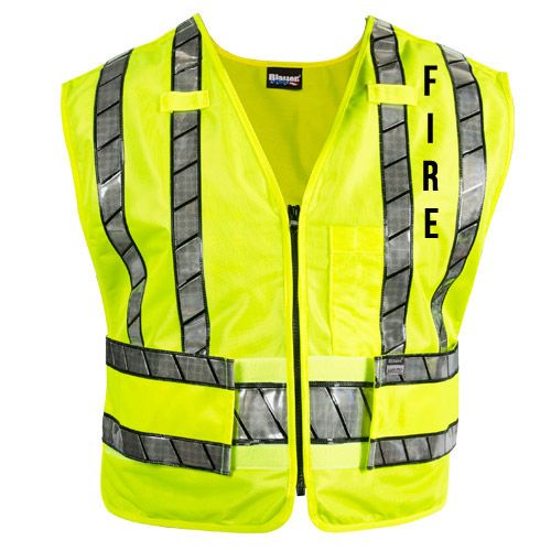 Hi-Vis Yellow Black Oralite Breakaway Safety Vest - Fire Logo 343R-F Blauer - Flat