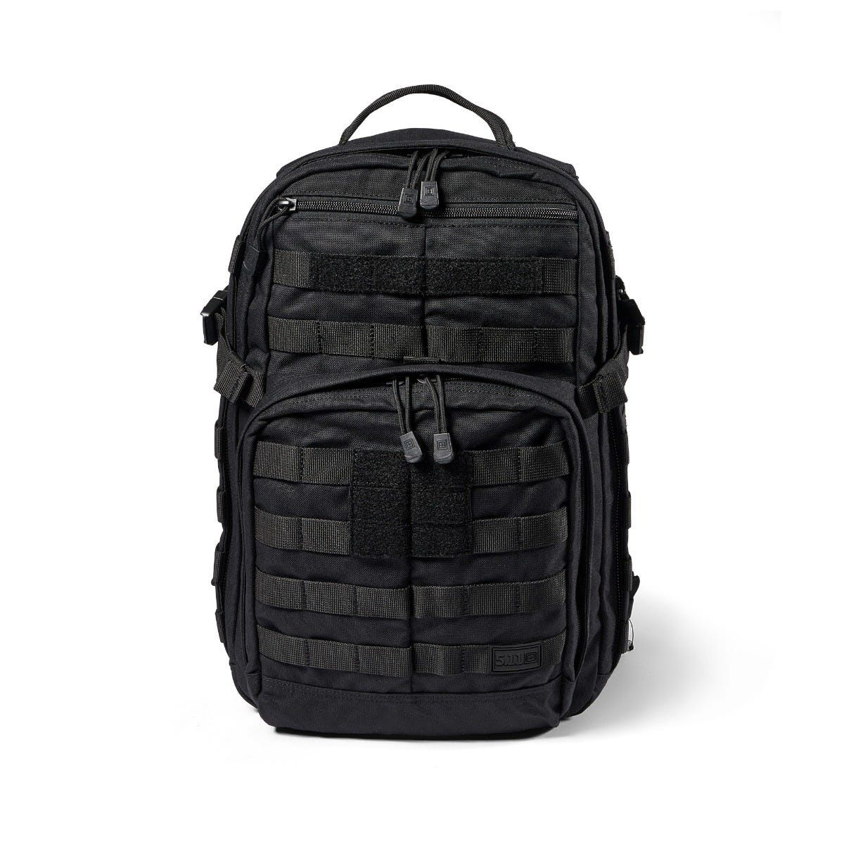 Black tactical backpack on a white background