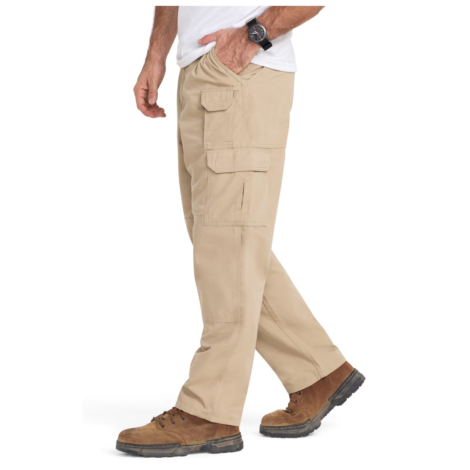 Person wearing tactical cargo pants