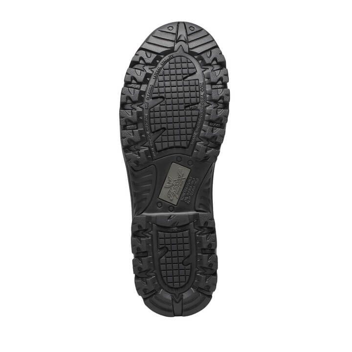 Black sole of a shoe with tread pattern on a white background