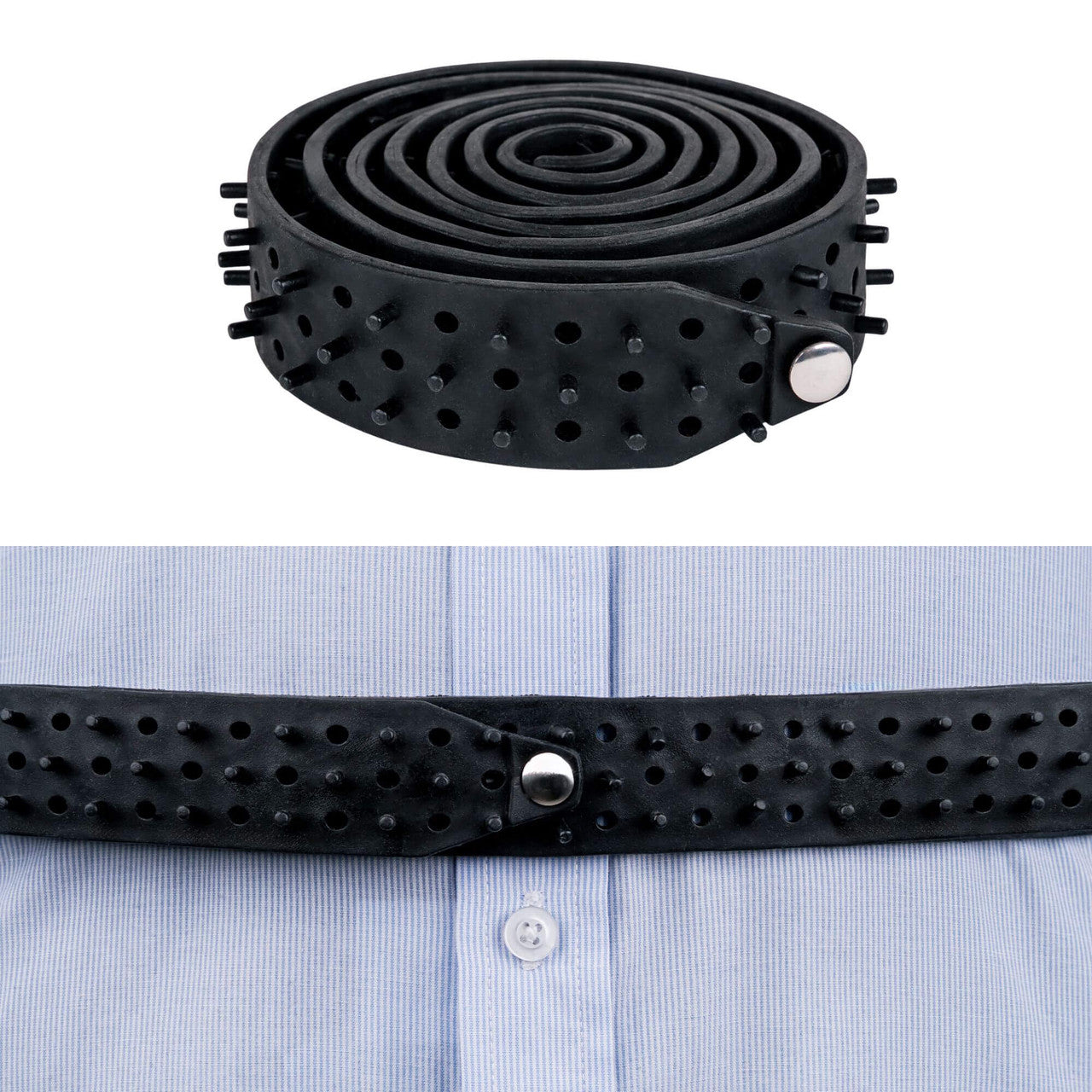 Adjustable Shirt Keeper Belt – Low-Profile Shirt Stay (Black/White)