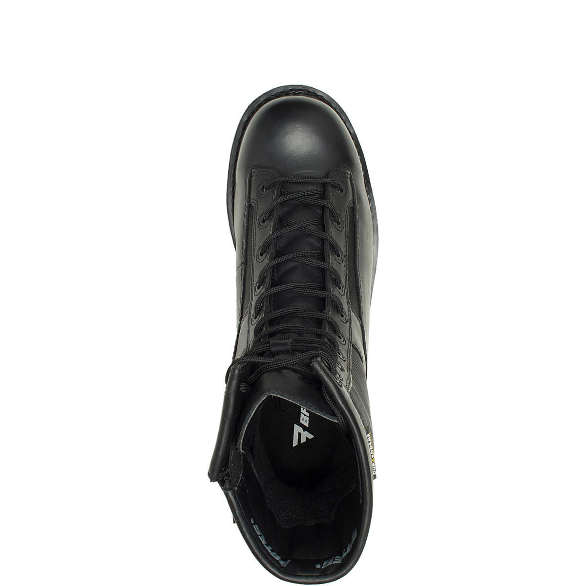 Black high-top sneaker on a white background