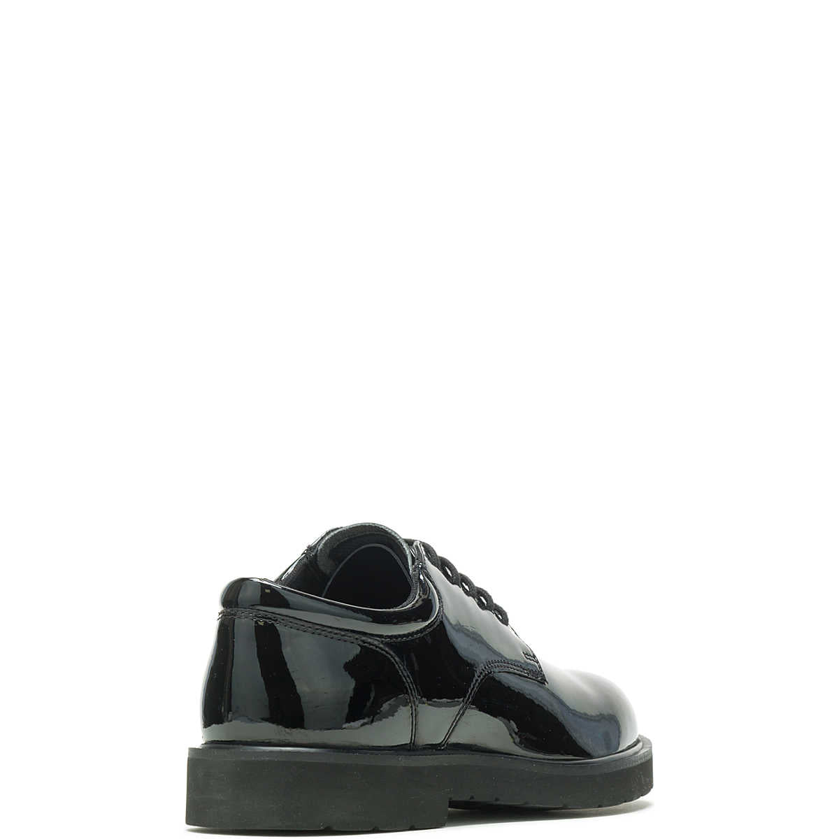 Black patent leather sneaker on a white background