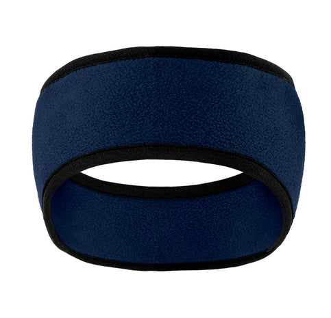 Navy blue headband with black interior on a white background