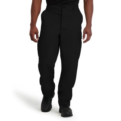 Person wearing black pants on a white background