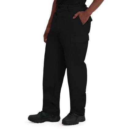 Person wearing black pants on a white background