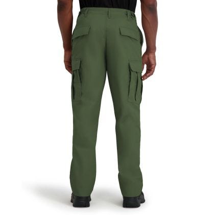 Green cargo pants on a white background