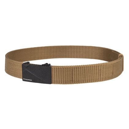 Brown belt with a black buckle on a white background