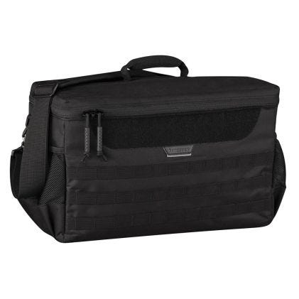Black tactical bag on a white background