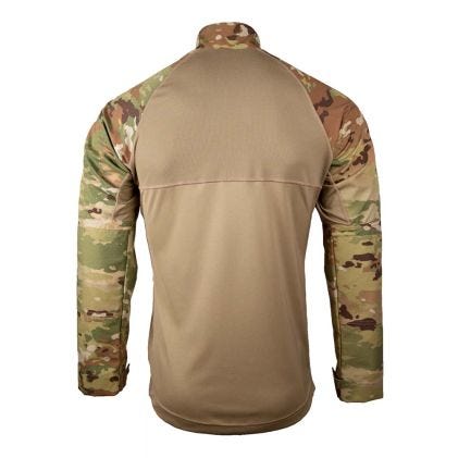 Multicam and tan long-sleeve shirt on a white background