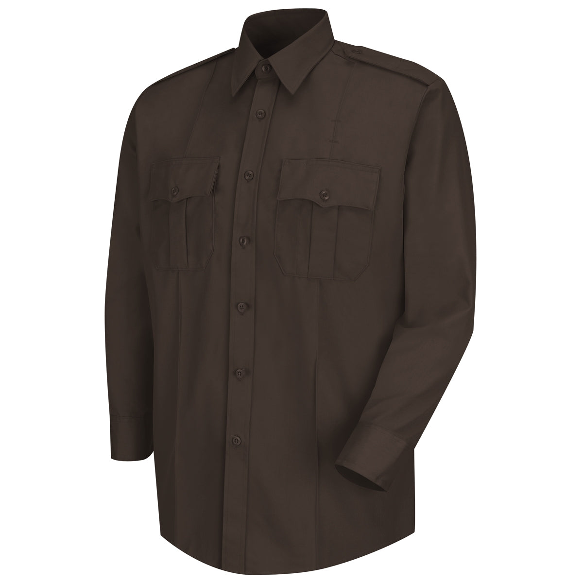 Brown shirt with two front pockets on a white background
