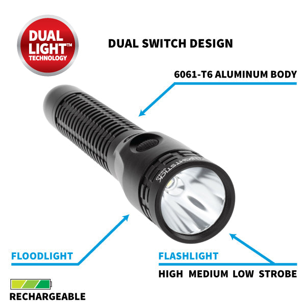 Metal Duty/Personal-Size Dual-Light Rechargeable Flashlight