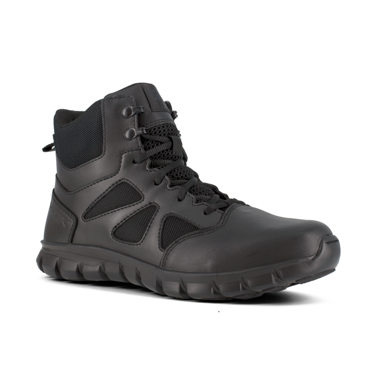 Black high-top sneaker on a white background