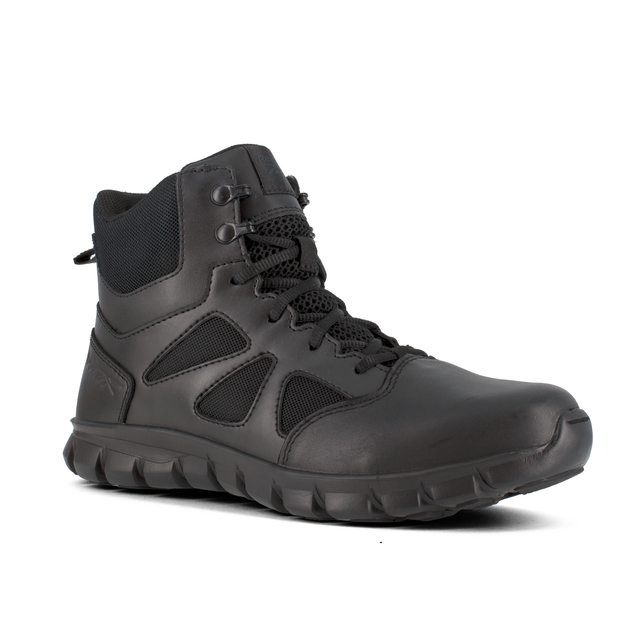 Black high-top sneaker on a white background
