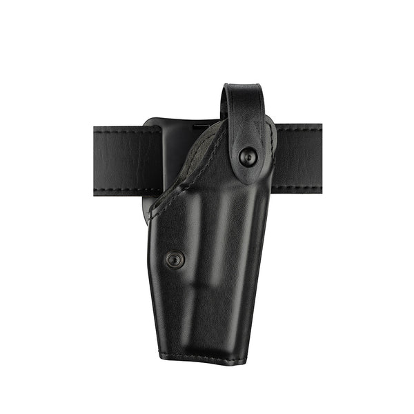 Black gun holster on belt