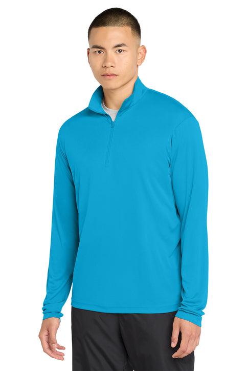 Man wearing a blue pullover on a white background