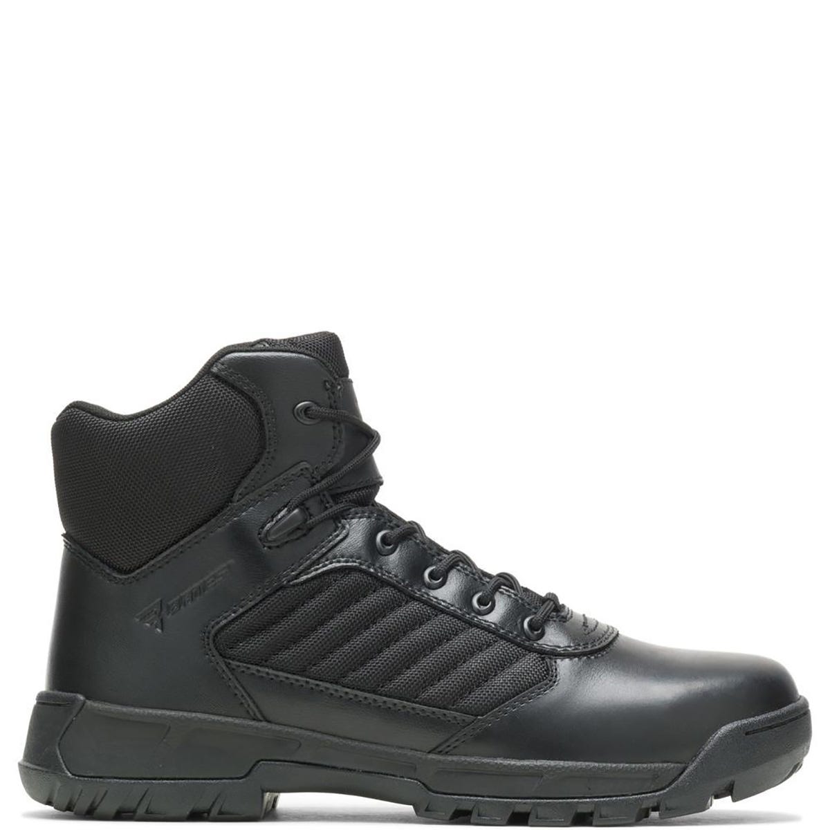 Black high-top boot on a white background