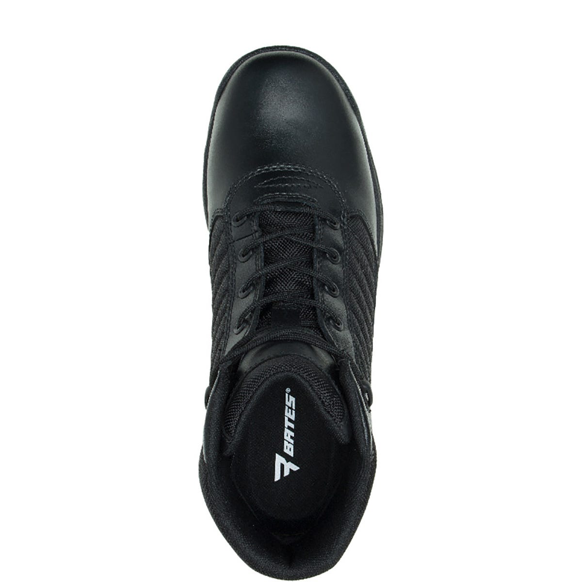 Black safety shoe with visible brand logo on a white background