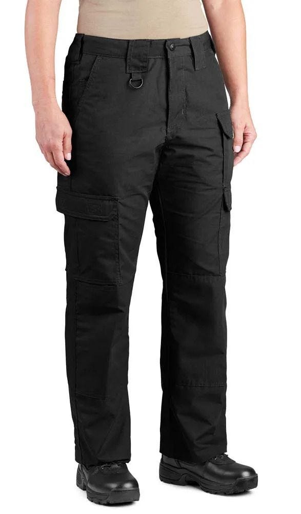 Person wearing black tactical pants on a white background