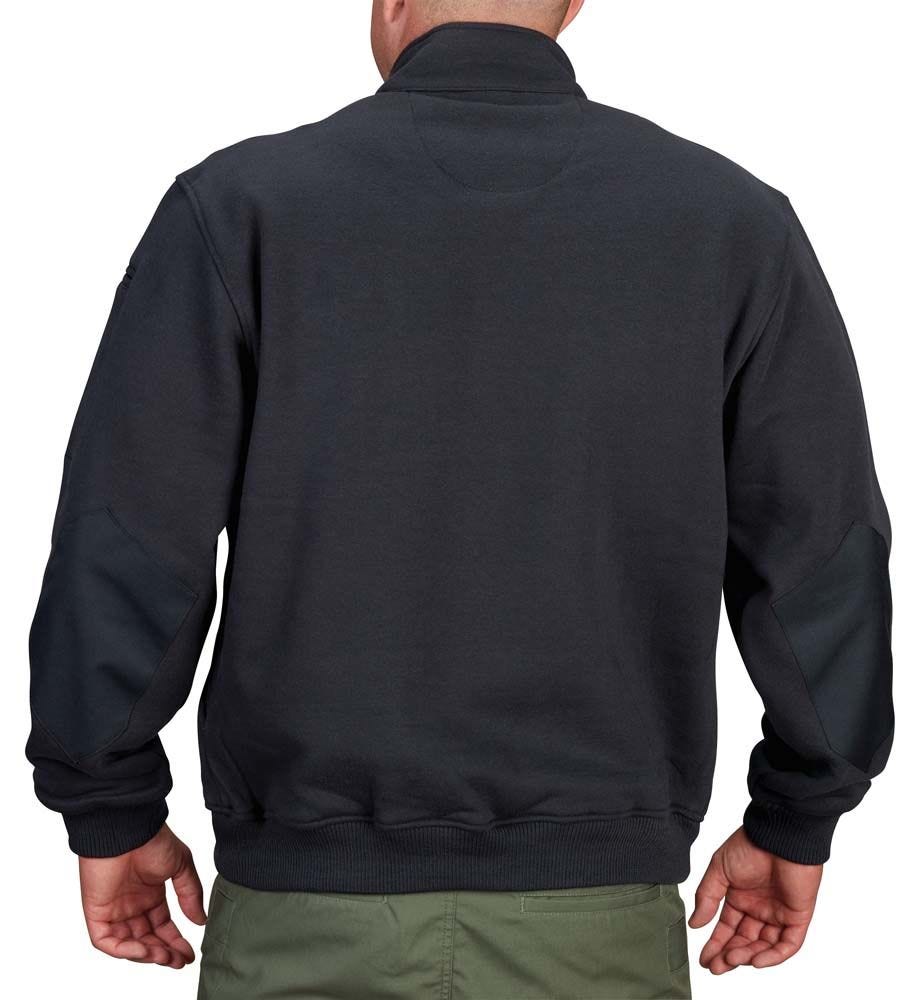 Person wearing a black jacket on a white background