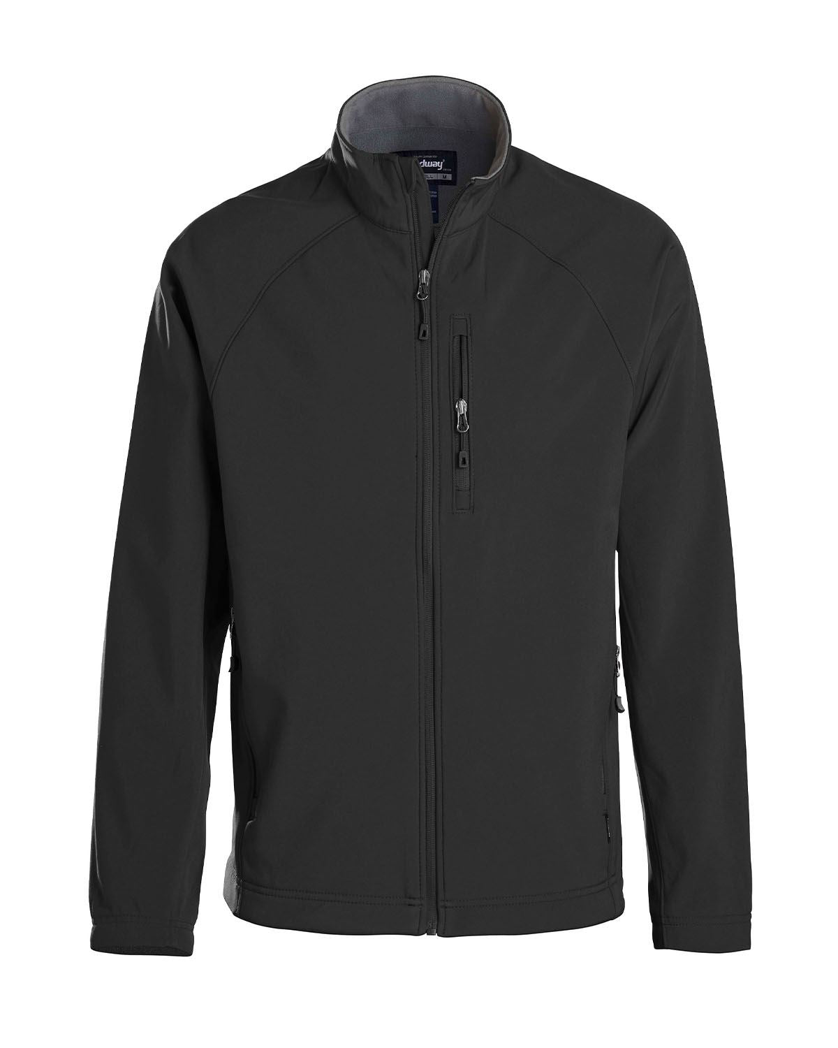 Black jacket with a brand logo on a white background